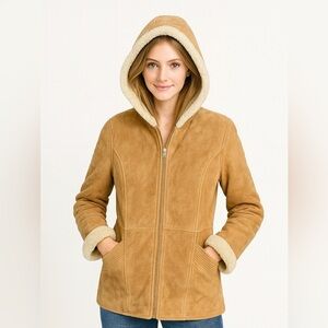 Winlit vintage reversible Penny Lane suede and faux fur jacket size small hooded